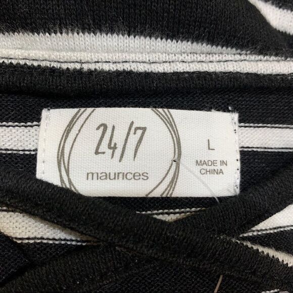 NWT Maurices Long Sleeve Rayon Black/White SOFT Top Sz L NEW - Picture 7 of 10